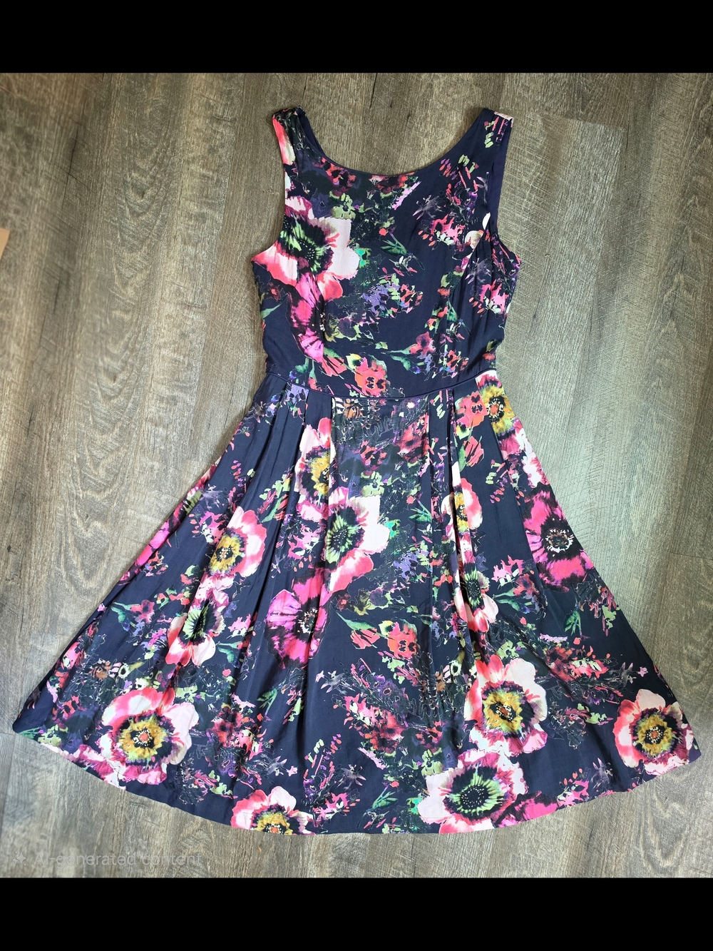 Monsoon UK Hatty Heritage Print Fit & Flare Dress Womens 4 Black & Multi Floral - Picture 6 of 14